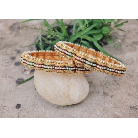 Red Green Moti Meena Kada Bangle